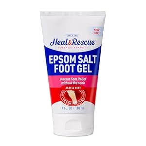 Heal&Rescue Epsom Salt Foot Gel, 4 Ounce, Soothing Relief for Painful, Tired, Aching Feet, Ditch the Foot Bath for Instant Relief