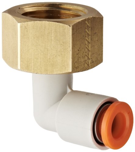 SMC KQ2LF07-36A PBT and Brass Push-to-Connect Tube Fitting, 90 degree Elbow, 1/4