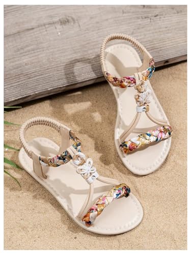 GORGLITTER Girl's Braided Boho Flats Open Toe Ankle Strap Cute Slide Sandals Summer Vacation Shoes2