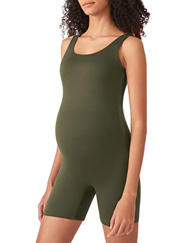 Image of POSHDIVAH Women's Maternity Bodysuit Pregnancy Shapewear Double Lined Sleeveless Tank Top Shorts Romper Jumpsuit