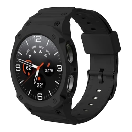 Samsung Galaxy Watch 8 40mm�Ή��o���h�P�[�X�t�� �ϏՌ��� ��v ���ȕی�P�[�X �V���R�������p���v�X�g���b�v�t���A�����h�~�P�[�X �j�����p (�u���b�N)