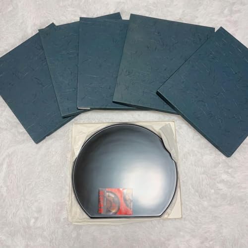 Echizen Lacquerware Half Moon 3 Shaku Bon Black Set of 6 Obon Tabletop Shaku 3 Half Moon Set
