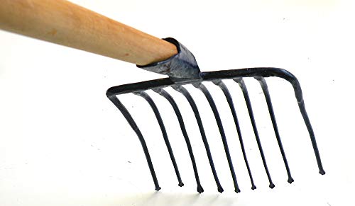 Ergonomic Tines Forged Pitch Fork,Professional Welded Bedding Fork,Forged Ensilage Manue Fork-Heavy Duty Long Fiberglass Handle, Overall in Length 47" or Over.