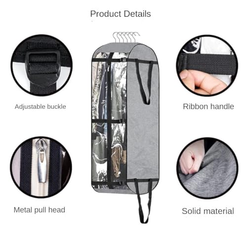 Garment Bag for Travel, 2pcs 50”Garment Bags Suit Bags For Hanging Clothes Closet Storage With 10”Gusseted Suit Luggage Bag (Color : Black, Size : 60 * 25 * 125cm)4