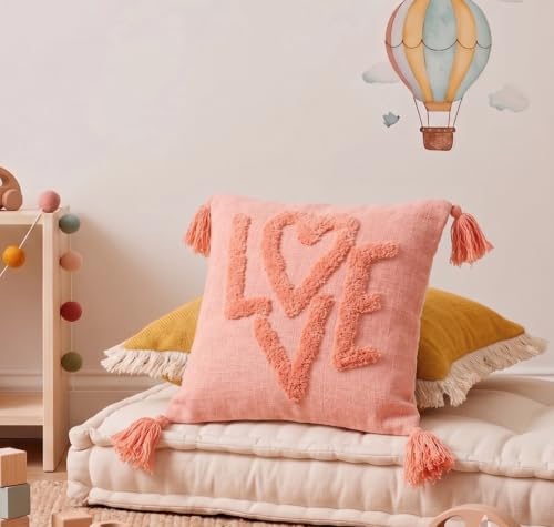 Image of Furnistitchs Premium Decorative Throw Cushion Pillow Cover Boho Home Decor - Living Room Bedroom Couch Sofa Cushion Covers 16 inch x 16 inch (2, Peach Love)