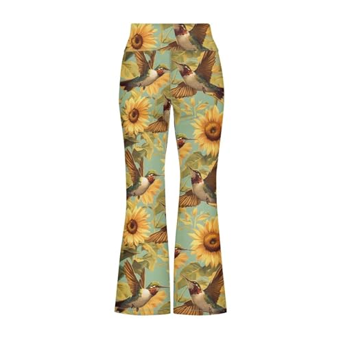 Girls Flared Pants High Waist Stretchy Yoga Leggings Full Length Dance Pants Bottoms for 5-14T2