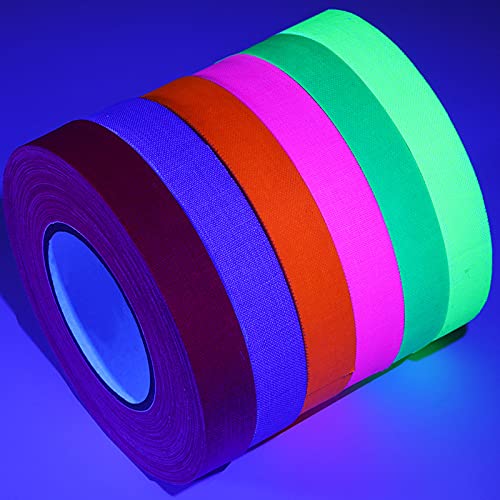 6 Rolls UV Tapes Blacklight Reactive Fluorescent Neon Cloth Tape (6 Colors) 0.5 Inch x 60 Feet Per Roll, Glow in The Dark Tape for Black Light Party Supplies 6 Rolls UV Tapes Blacklight Reactive Fluorescent Neon Cloth Tape (6 Colors) 0.5 Inch x 60 Feet Per Roll, Glow in The Dark Tape for Black Light Party Supplies