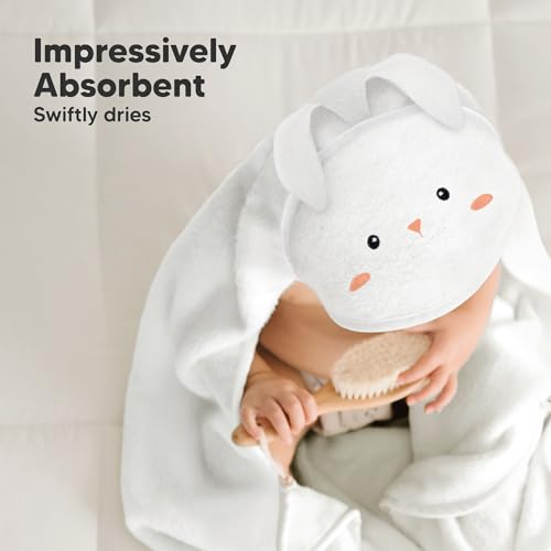Image of KeaBabies Hooded Baby Towel for Newborn, Baby Bath Towels (Bunny, 35x35) | Viscose Derived from Bamboo, Large Baby Towels with Hood, Boys, Girls, Toddler, Soft Absorbent Baby Bath Essentials