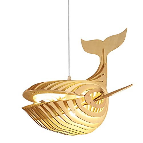 Lampe suspendue baleine luminaire bois chambre salon table à manger