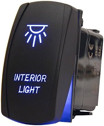 Rocker Switch Blue 5 Pin Interior Light 12v ON-OFF Backlit Laser Led lighted Switches Weatherproof for Marine Boat ATV UTV