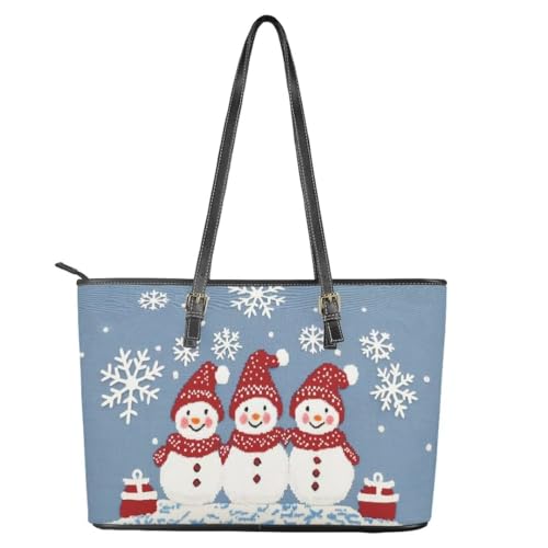 Image of Coldinair Christmas Leather Tote Bag for Women with Zipper Large Shoulder Tote Bag Shopping Casual Travel Bag Handbag Purse