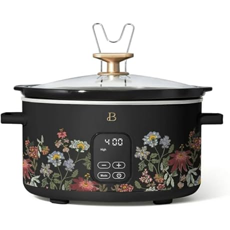 Drew Barrymore Slow Cooker - Programmable 6-Quart Wildflower Black