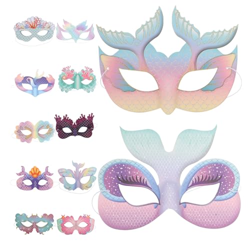 TOYANDONA 12 Piezas Máscara de Carnaval Infantil de Media Cara en Papel para Fiestas Temáticas y Juegos de Rol, Diseño Creativo y Campo de Visión Amplio