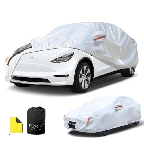 Image of Tesla Model Y Car Cover (2020-2026) Waterproof All Weather, Heavy Duty Car Covers with Driver Door Zipper, Outdoor Rain Snow UV Protection