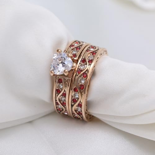 ringheart Couple Rings Matching Ring 1CT AAA CZ Rose Gold Plated Women Wedding Ring Sets for Him and Her Rings3