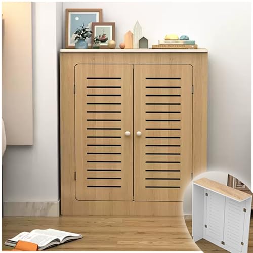 Cubierta de Calentador de Madera con 2 Puertas y Listones Verticales para Pasillo 2