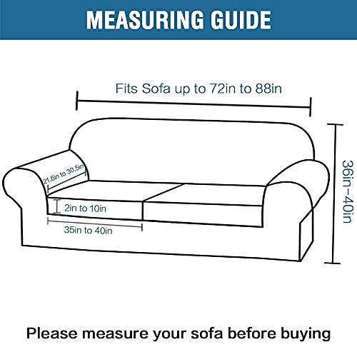 3 Piece Stretch Sofa Covers For 2 Cushion Sofa Couch Covers For Living Room Sofa Slipcovers Furniture Cover (Base Cover Plus 2 Seat Cushion Covers) Thicker Jacquard Fabric(Large Sofa, Bronze Green) #TOP1