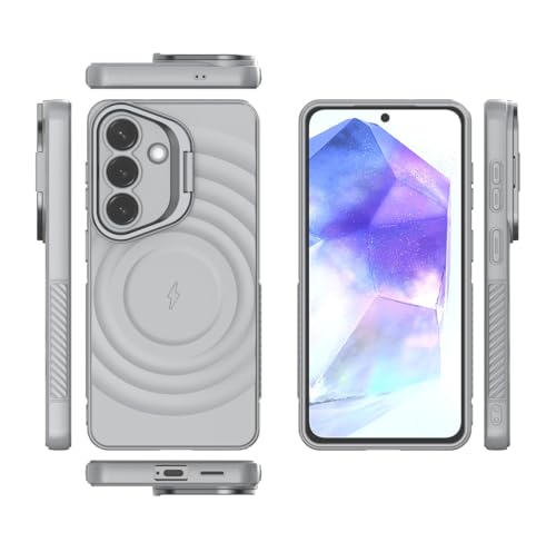 Image of LuxuryKase Shockproof Case for Samsung Galaxy S26 | Ripple Pattern | Camera Protection | Inner Velvet Fabric Lining | Protective Cover with Enhanced Grip & Wireless Charging Support - Grey