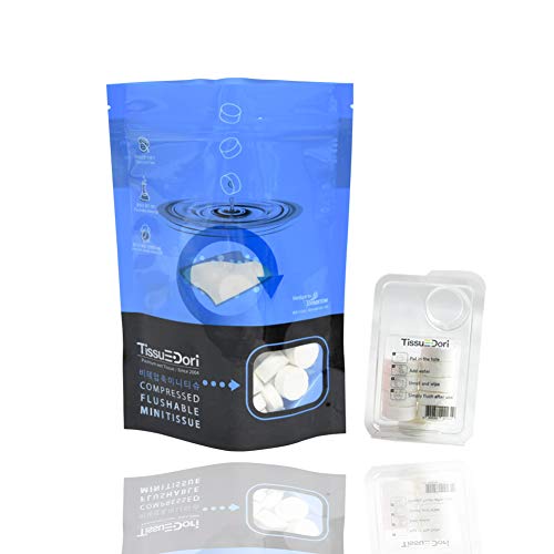 TISSUEDORI Compressed Coin Toilet Paper Tablets | Flushable Wipes for Kids, Pets, Sensitive