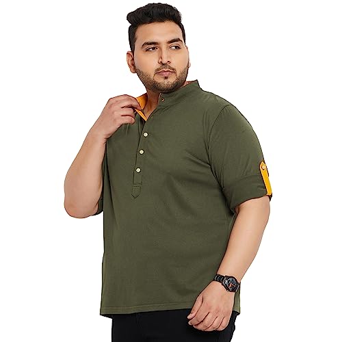 Image of Bigbanana Plus Size Men's Regular Fit Solid Henley Tshirt