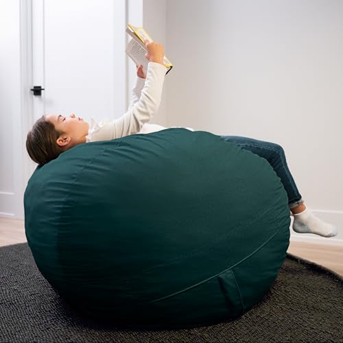 Image of Big Joe Fuf 4Ft Foam Bean Bag Chair with Removable Cover for Kids, Teens, Deep Sea Velveteen, Durable Woven Polyester, 4 Foot Large Reading and Gaming Seat | Premium Shredded Foam Filled, Velveteen, Adult-Sized Comfortable Seating, Supports Up to 300 lbs