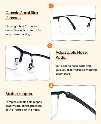 Image of Cyxus Blue Light Blocking Glasses for Men Woman Semi Rim Computer Gaming Office Study Eyeglasses with UV Protection 8003T01