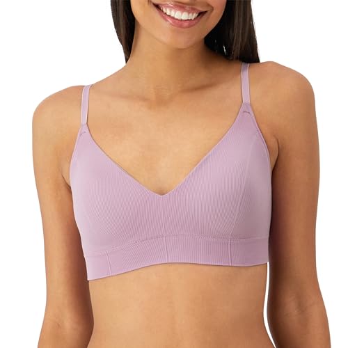 Maidenform Women's M Rib Seamless Bralette, Soft Wireless Pullover Bra, Convertible Straps, Sojourn Lilac