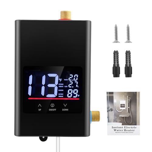 Chauffe-eau électronique instantané pour cuisine, chauffe-eau instantané, douche en acier inoxydable, montage mural, 5500 W, PX4 Étanche pour Évier/Salle de Bain, Faible Pression 0.04-1.2MPa