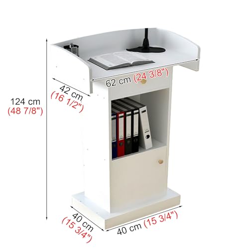 Atril de Roble Claro con cajón multiusos para presentaciones 5