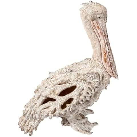 Corner Merchant Nautical Ocean Decor Coral Reef Pelican Beach Home Decor Coral Look Polystone Tabletop Collection (White Pelican Standing), 13 3/4 inches Tall Cover