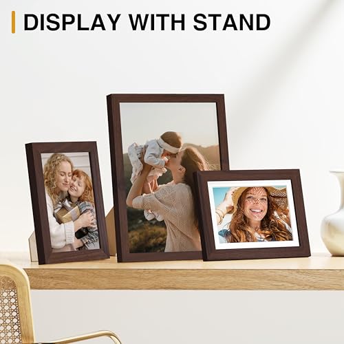 Image of Vittanly 15 Pack Picture Frames Collage Wall Decor for Mounting or Tabletop Display, Gallery Frame Set for Family, Multi Sizes Including 3pcs 8x10, 6pcs 5x7, 6pcs 4x6, Light Brown
