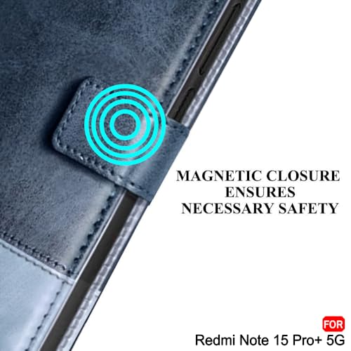 Image of TheGiftKart Flip Back Cover Case for Mi Redmi Note 15 Pro Plus 5G | Dual-Color Leather Finish | Inbuilt Stand & Pockets | Flip Back Case Cover for Redmi Note 15 Pro+ 5G (Faux Leather, Blue & Sky)