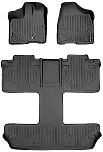 MAXLINER Custom Fit Floor Mats 3 Row Liner Set Black for 2011-2012 Toyota Sienna 7 Passenger Model