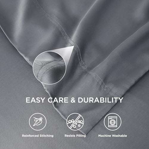 Bedsure Pillow Cases Queen, Cooling Pillow Cases, Rayon Derived from Bamboo Dark Grey Pillowcases Queen Size Set of 2, Breathable & Soft Bedding Pillow Cover with Envelope Closure,Gifts, 20x30 Inches