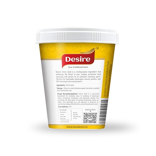 Image of Desire Pure Citric Acid Crystals 900g | 100% Food Grade Nimbu Sat | Natural Preservative & Flavor Enhancer | For Cleaning, Cooking, Pickling & Household Use