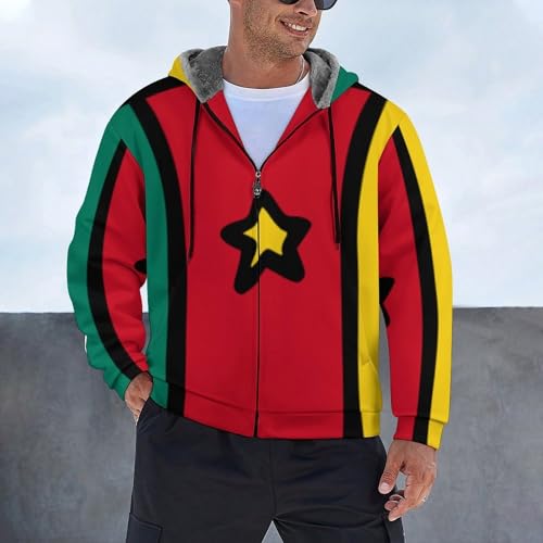 Sweat à capuche homme zippé oversize en polaire épaisse imprimé drapeau Cameroun de qualité - 2