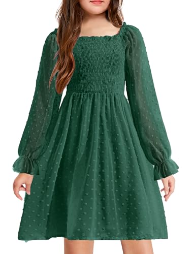Image of Arshiner Girl Tulle Dress Winter Long Sleeve Teen Girls Party Casual Dresses 5-14Y