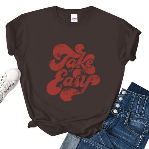 Take it Easy Retro Vintage T-Shirt Graphic Crew Neck Short Sleeve Shirt