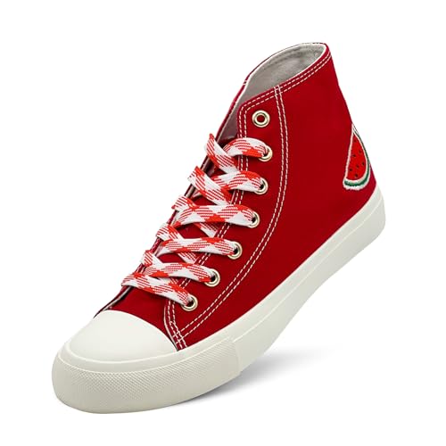 soofylia High Top Canvas Sneakers for Women Classic Lace Up Canvas Shoes Casual Tennis Comfortable Fashion Walking Shoes