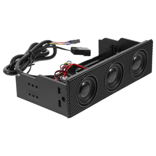 COMPUKAS Altavoz Estéreo Envolvente Negro para Caja de Computadora, Altavoces de Audio para Ordenador Instalación en Panel Frontal, Compatible Ranura de Unidad Óptica, Adecuado para Música