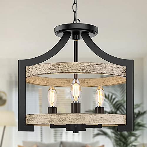 BesLowe 3-Light Semi Flush Mount Ceiling Light, Convertible Pendant Light