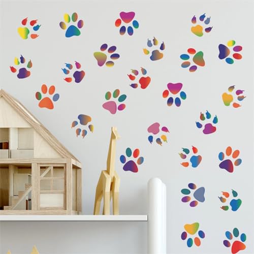 36 Pegatinas de Huellas de Perro Coloridas para Pared miniatura 1