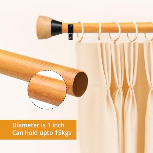 Image of FAPBADRI Curtain Rod /Pipe Heavy Quality Mild Steel for Home /office door, window, shower, 1 inch diameter (25mm), Color - Pine Wood, Length - 60 inches (5 feet), 1 Pipe