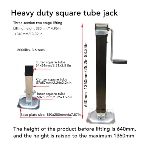 Cric de remorque robuste de 8000 LB avec jambe de chute réglable en métal Yctze - 6