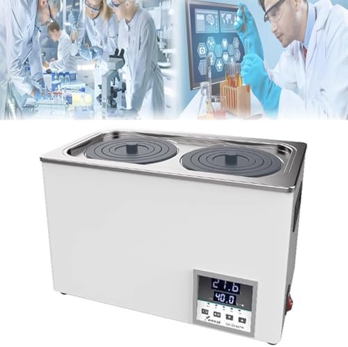 Electric Lab Water Bath, Stainless Steel Thermostatic Heater with Carrying Rack, 2-Hole Water Bath for Scientific Experiments, Laboratory Equipment, Precision Temperature Control