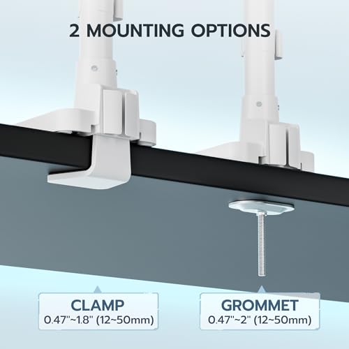 Image of ARES WING Dual Monitor Mount for 17-49 Inch Ultrawide Heavy Duty Curved Screen, Computer Monitor Arm Desk Mount, Gas Spring Adjustable Vesa Stand, White