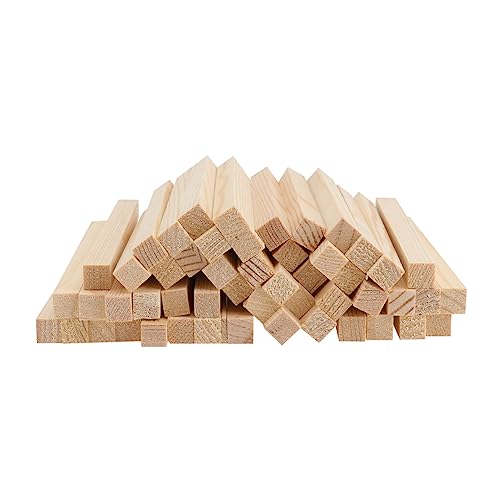 LIFKOME 50Pcs Square Wooden Sticks DIY Craft Materials for Handicraft Projects Durable Pine Dowels for DIY Accessories