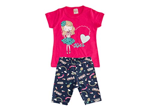 Kit 3 Conjuntos Menina Infantil Shorts Bermuda Iaiá Kids Desenho do tecido:Estampado/Sortido;Tamanho