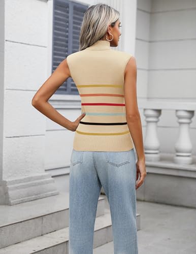 Image of Zeagoo Women's 2026 Mock Turtle Neck Sweater Vest Sleeveless Knit Pullover Tank Tops Casual Trendy Slim Fitted Tops