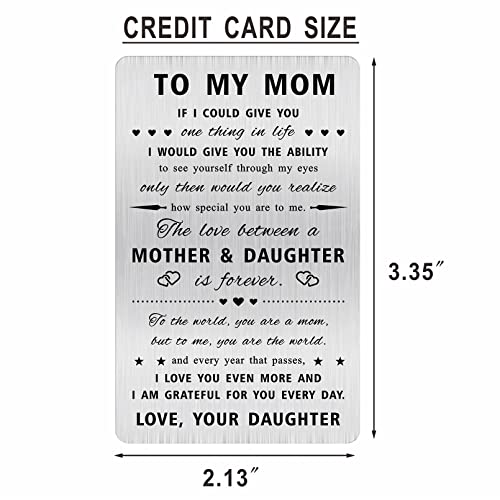 Alotozo Laser Engraved Stainless Steel Card for Mom - Mother's Day Gifts from Daughter - Mother Daughter Gift, Credit Card Size Keepsake2